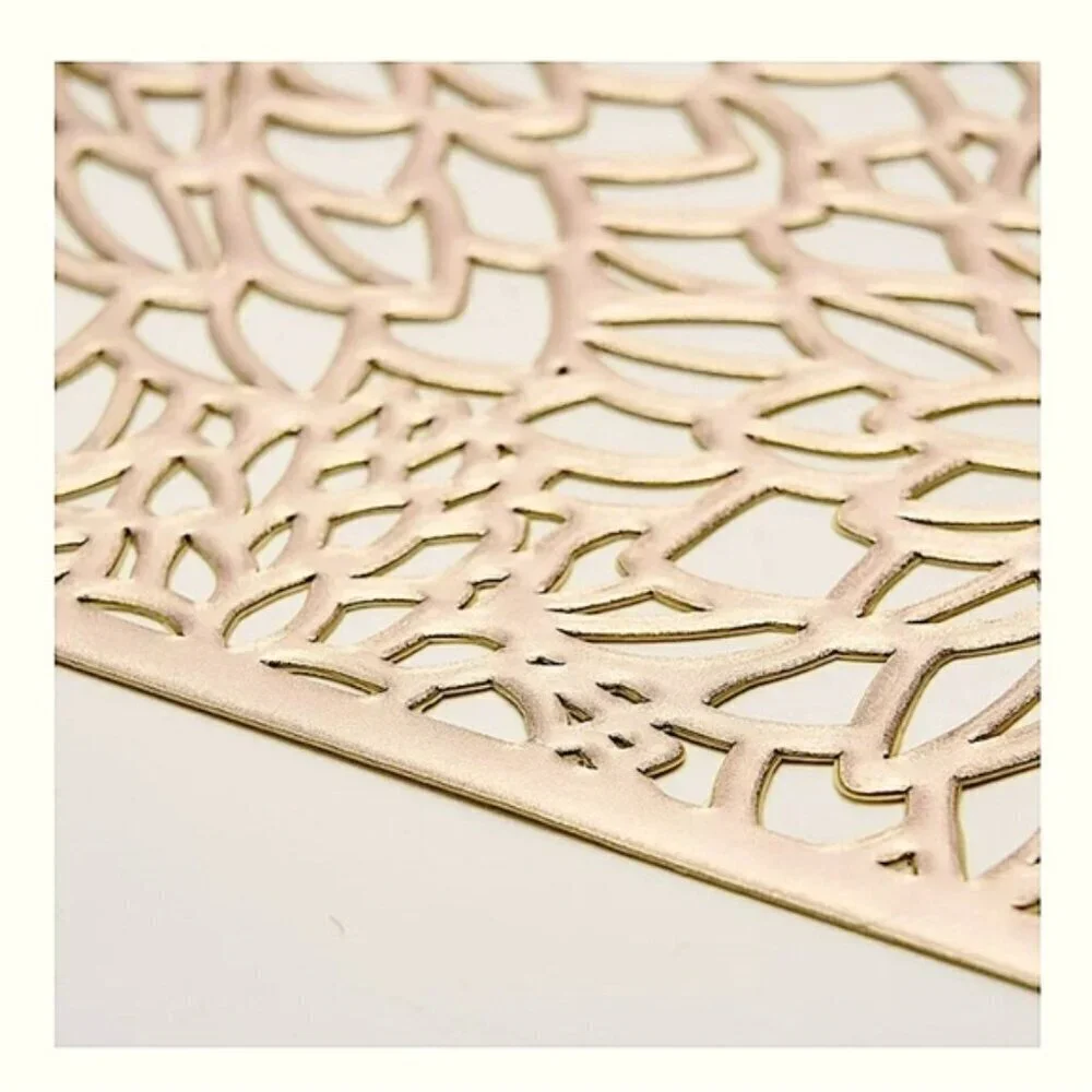 Gold Placemats Laser Cut Elegant Everyday Special Occasion Holiday Elegant 4 PC